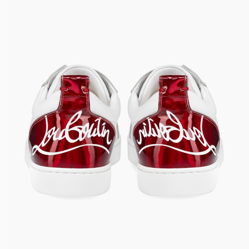 Christian Louboutin Burgundy and White Sneakers